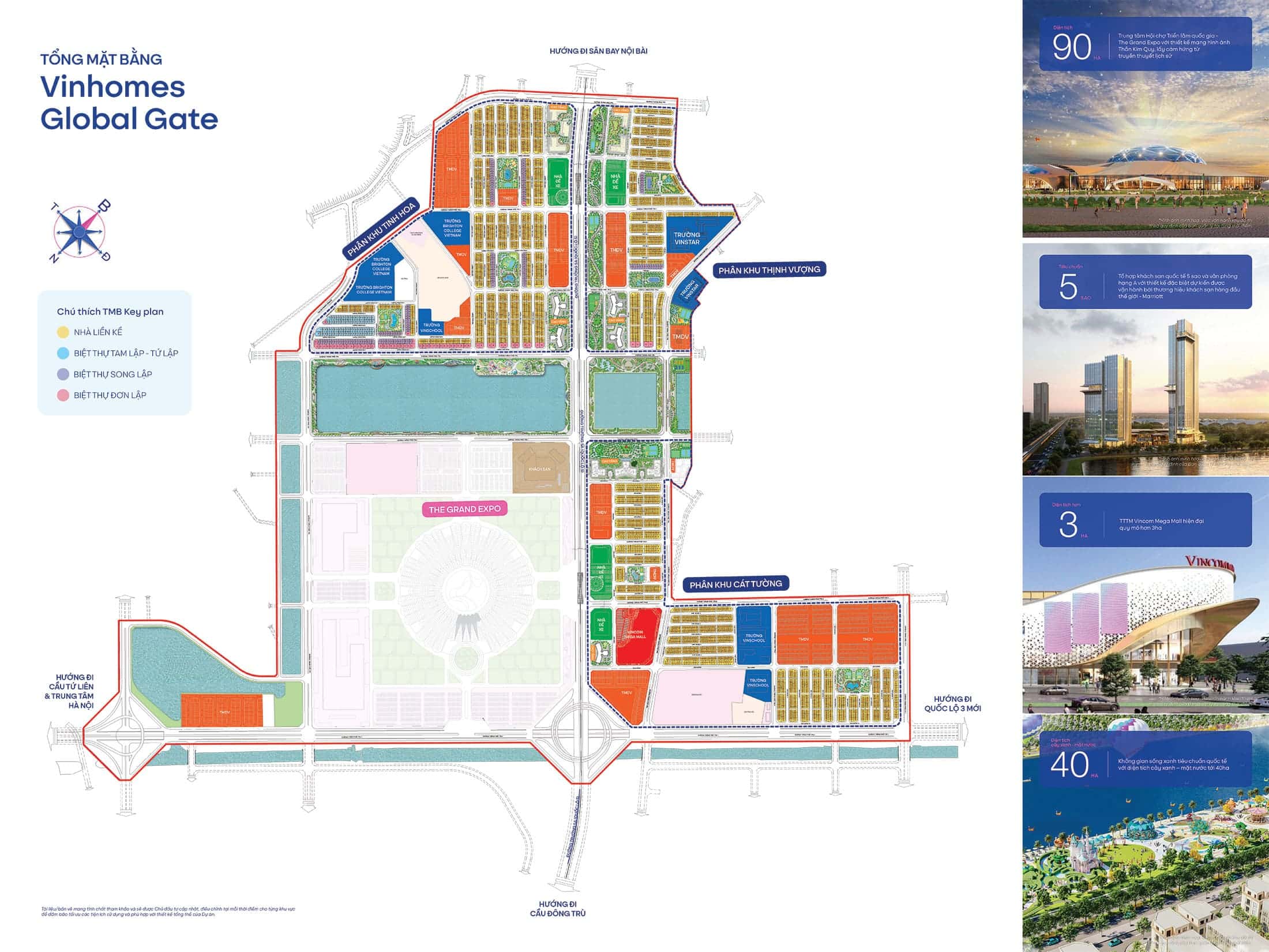 Mặt bằng tổng thể dự án Vinhomes Wonder Park Đan Phượng với quy mô lên đến 385ha tại Đông Anh, Hà Nội.