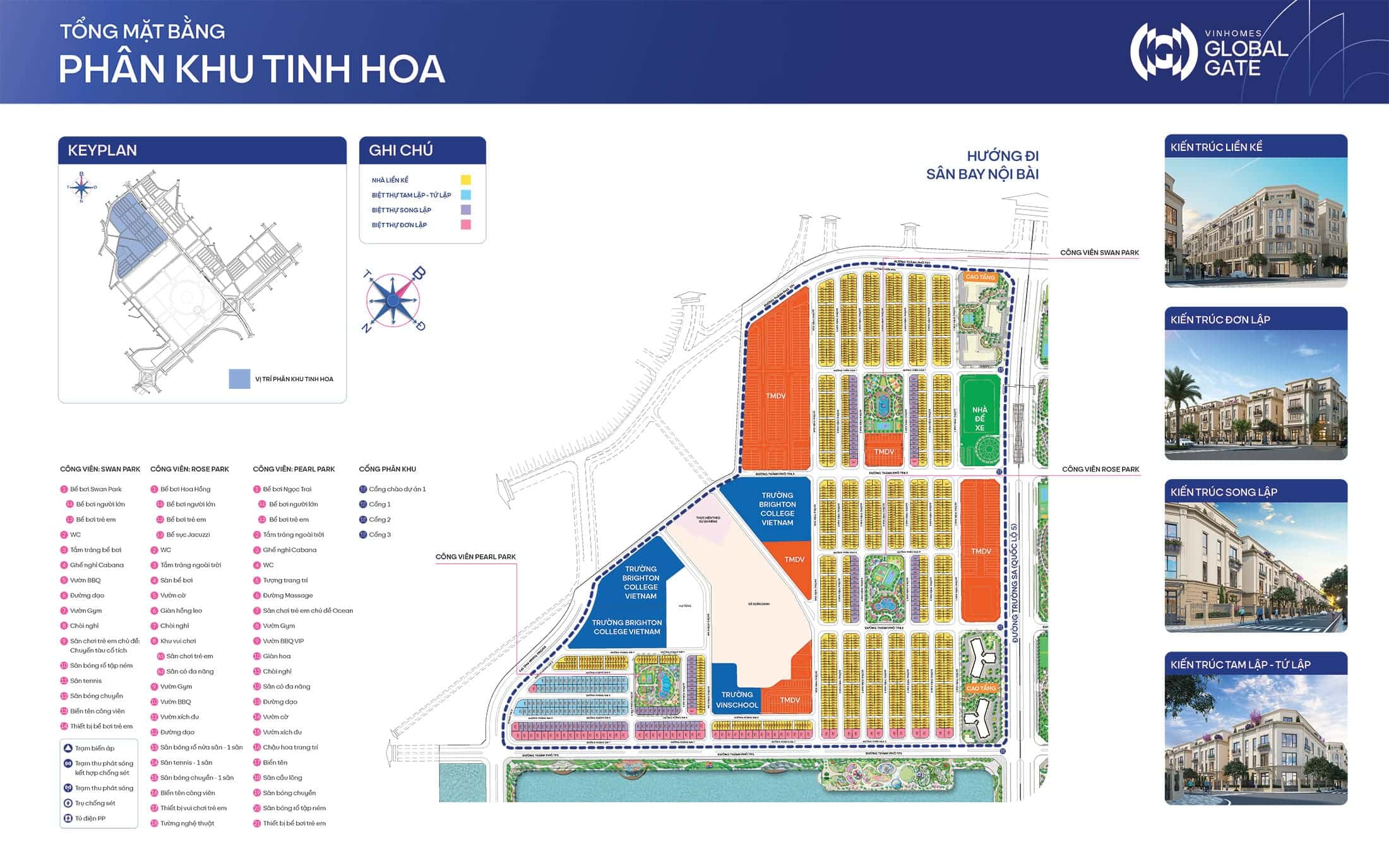 Tổng mặt bằng phân khu Tinh Hoa thuộc dự án Vinhomes Wonder Park Đan Phượng.
